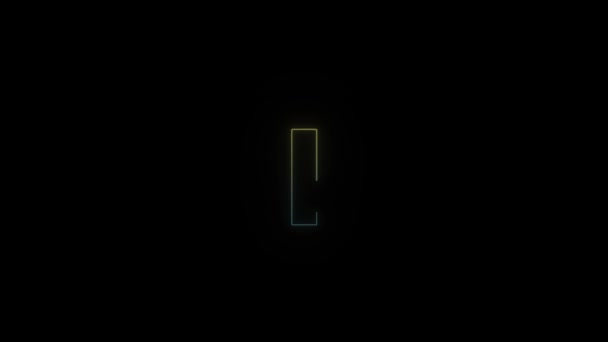 Leuchtendes Neon Buchstabensymbol Auf Schwarzem Hintergrund Video Für Ihr Projekt — Stockvideo