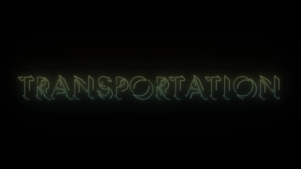 Icona Parola Trasporto Neon Incandescente Sfondo Nero Video Tuo Progetto — Video Stock