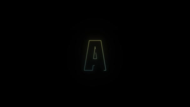 Leuchtendes Neon Ein Buchstabensymbol Auf Schwarzem Hintergrund Video Für Ihr — Stockvideo