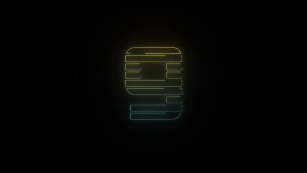 Glowing Neon Retro Number Icon Black Background Video Your Project — Stock Video