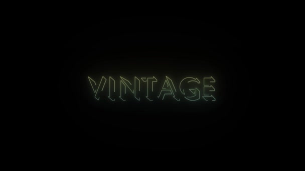 Świecący Neon Vintage Słowo Ikona Czarnym Tle Wideo Dla Twojego — Wideo stockowe