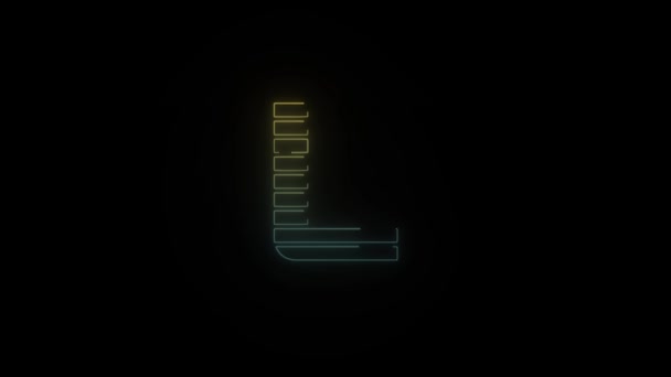 黒の背景にネオン80のレトロなL字のアイコンを光る プロジェクトの4Kビデオ — ストック動画