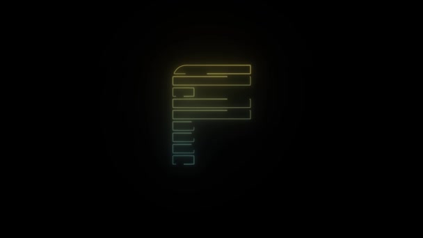 明亮的霓虹灯80的复古F字母图标黑色背景 4K视频为您的项目 — 图库视频影像