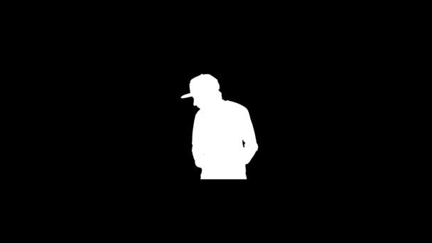 Glitch Sad Man Icon Black Background Creative Footage Your Video — Stock Video