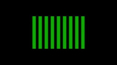 Siyah arkaplanda arızalı yeşil dikdörtgen simgesi. Video projeniz için yaratıcı 4k görüntüleri.