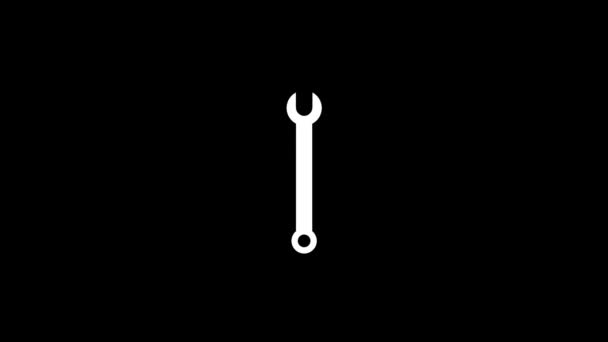 Glitch Wrench Icon Black Background Creative Footage Your Video Project — Stock Video