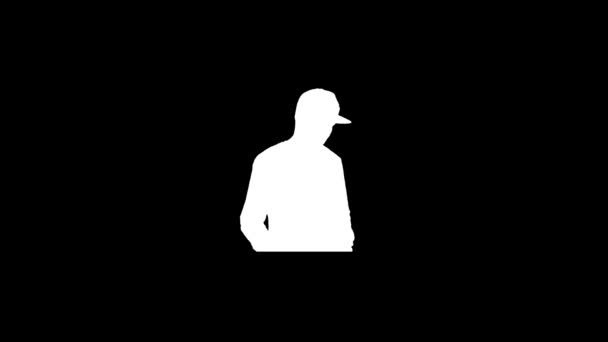 Glitch Man Cap Icon Black Background Creative Footage Your Video — 图库视频影像