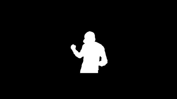 Парень Глюком Играет Воображаемую Гитарную Икону Черном Фоне Creative Footage — стоковое видео