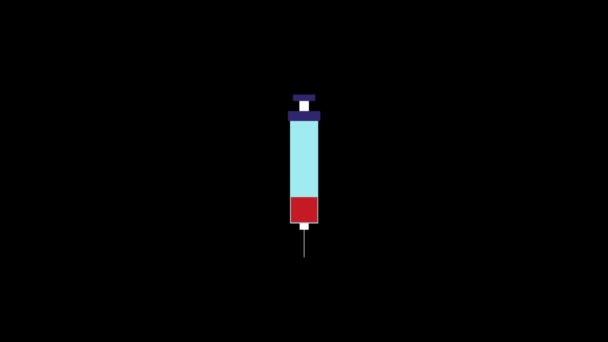 Glitch Syringe Icon Black Background Creative Footage Your Video Project — Video Stock