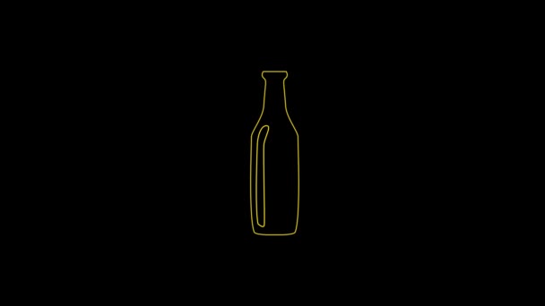Glitch Neon Bottle Icon Black Background Creative Footage Your Video — Stock Video