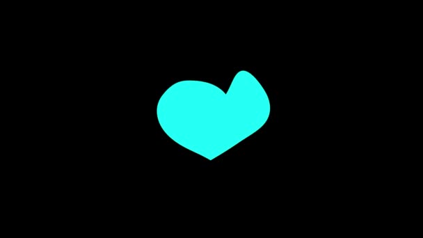 Glitch Abstract Blue Heart Icon Black Background Creative Footage Your — Stock Video