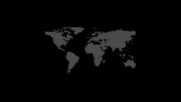 Glitch Digitale Aarde Kaart Pictogram Zwarte Achtergrond Creatieve Beelden Voor — Stockvideo