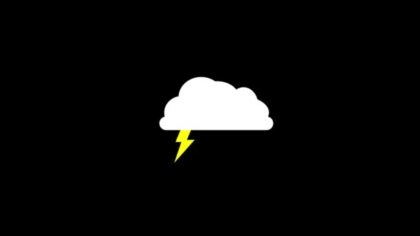 Glitch Cloud Lightning Icon Black Background Creative Footage Your Video — Stock Video