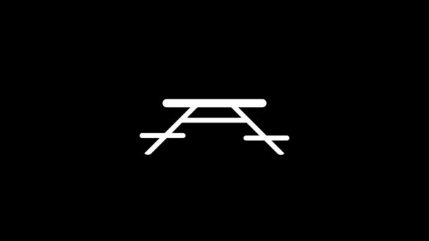 Glitch Picnic Table Icon Black Background Creative Footage Your Video — Wideo stockowe