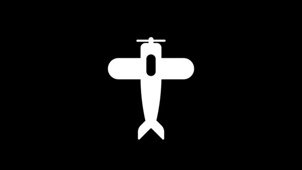 Glitch Plane Icon Black Background Creative Footage Your Video Project — Stockvideo