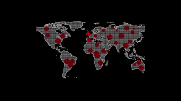 Глюк Світу Вірусними Крапками Значок Чорному Тлі Креативні Кадри Вашого — стокове відео