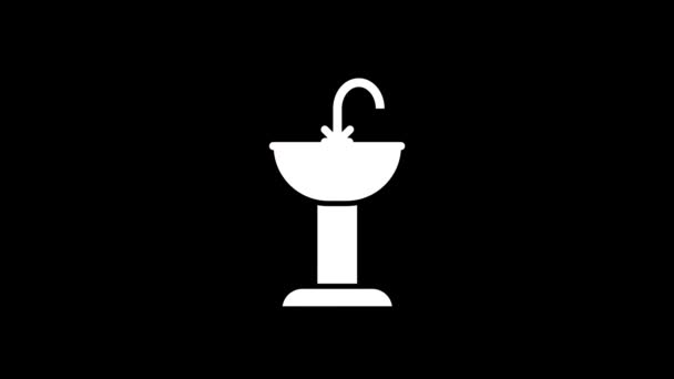 Glitch Large Washbasin Icon Black Background Creative Footage Your Video — Stockvideo