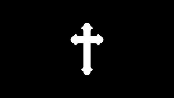 Icono Cruz Glitch Sobre Fondo Negro Imágenes Creativas Para Proyecto — Vídeo de stock