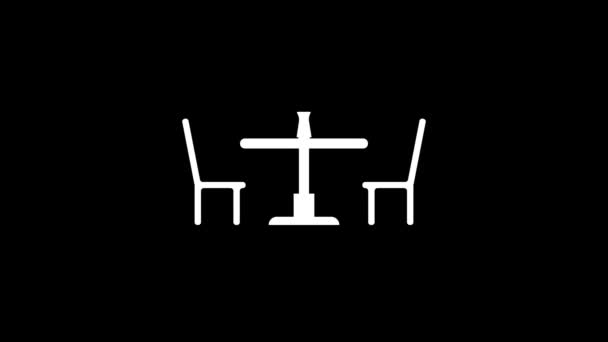 Glitch Table Chairs Icon Black Background Creative Footage Your Video — Vídeo de Stock