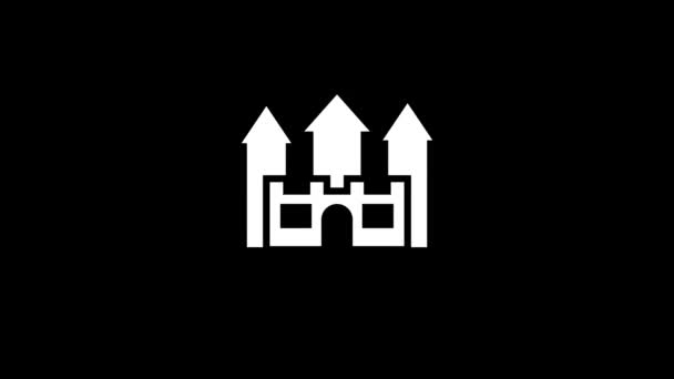 黒の背景にグリッチ城のアイコン ビデオプロジェクトのための創造的な4K映像 — ストック動画