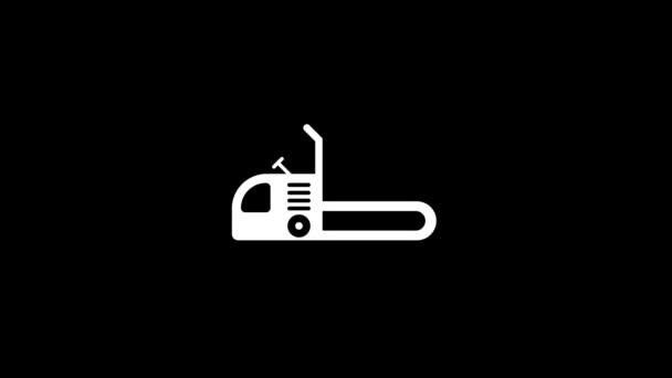 Glitch Chainsaw Icon Black Background Creative Footage Your Video Project — Wideo stockowe