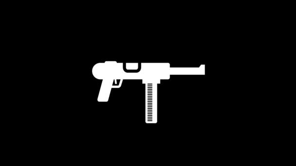 Glitch Machine Gun Icon Black Background Creative Footage Your Video — Vídeo de Stock