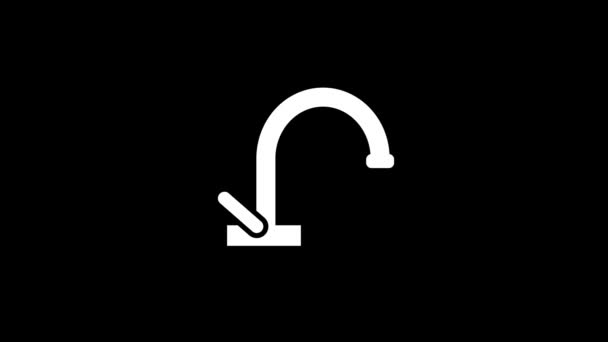 Glitch Water Faucet Icon Black Background Creative Footage Your Video — Stockvideo