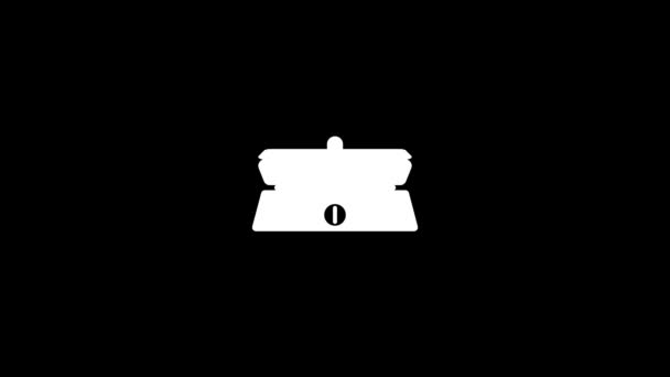 黒の背景にグリッチキッチンスチーマーアイコン ビデオプロジェクトのための創造的な4K映像 — ストック動画