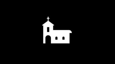 Glitch church icon on black background. creative 4k footage for your video project.