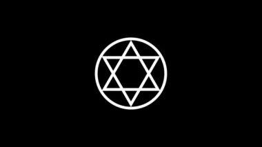 Glitch star of David icon on black background. creative 4k footage for your video project.