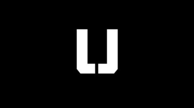 Glitch U letter on black background. creative 4k footage for your video project.