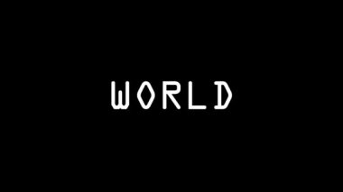 Glitch WORLD word on black background. creative 4k footage for your video project.