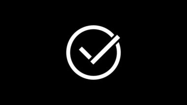 Glitch check mark icon on black background. creative 4k footage for your video project.