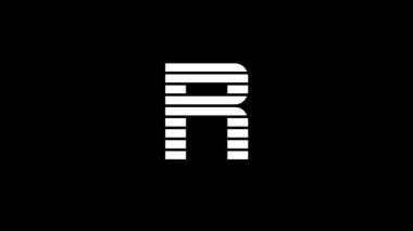 Glitch R letter on black background. creative 4k footage for your video project.