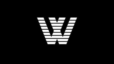 Glitch W letter on black background. creative 4k footage for your video project.