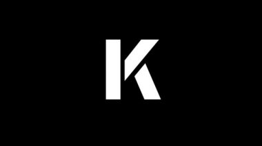 Glitch K letter on black background. creative 4k footage for your video project.