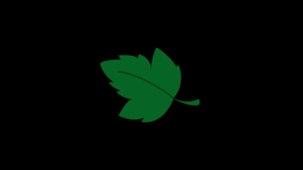 Glitch Leaf Icon Black Background Creative Footage Your Video Project — Vídeo de Stock