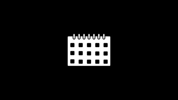 Glitch Calendar Icon Black Background Creative Footage Your Video Project — Wideo stockowe