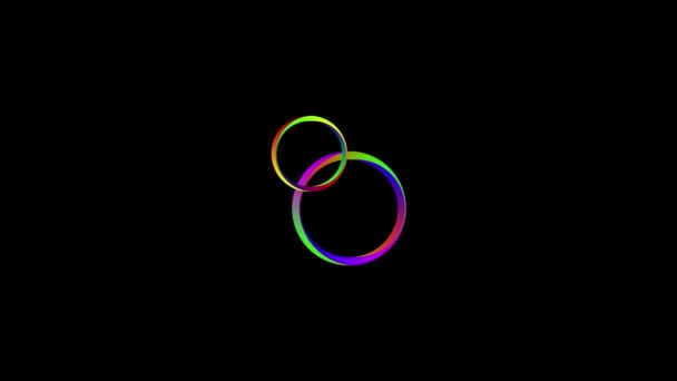 Glitch Two Circles Icon Black Background Creative Footage Your Video — Stock Video