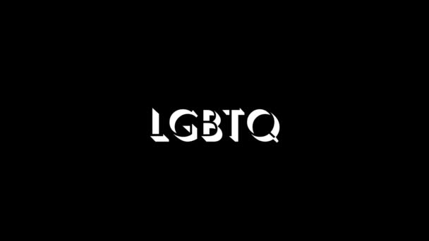 Glitch Lgbtq Word Black Background Creative Footage Your Video Project — Stok video