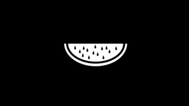 Glitch watermelon icon on black background.