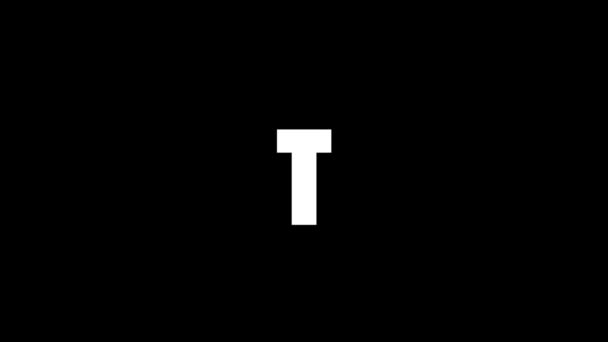 Glitch T letter on black background. — Stok video