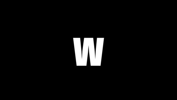 Glitch W letter on black background. — Stockvideo
