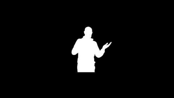 Glitch young man icon on black background. — Stock videók