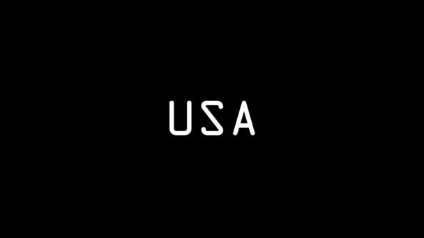 Glitch USA word on black background. — Stockvideo