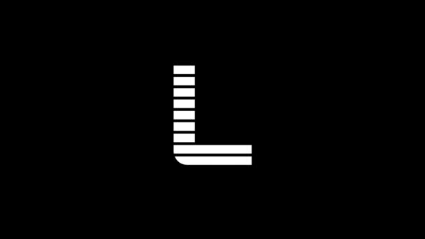 Glitch L letter on black background — Stockvideo