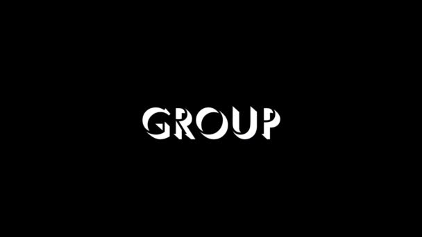 Glitch GROUP word on black background. — 图库视频影像