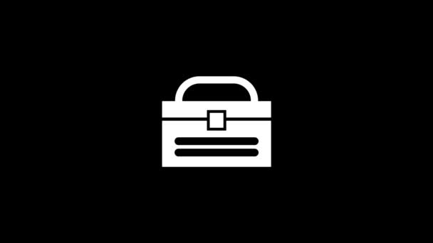 Glitch suitcase icon on black background. — Stock Video