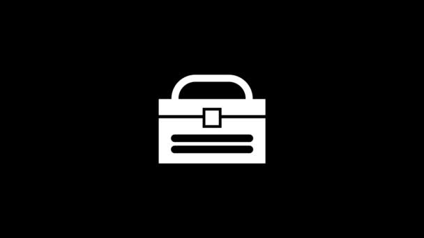 Glitch suitcase icon on black background. — Video