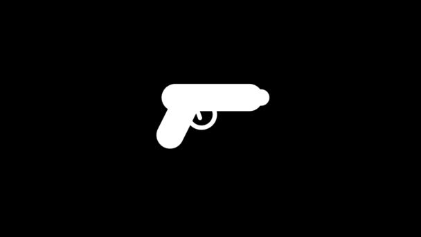 Glitch weapon icon on black background. — Stock Video